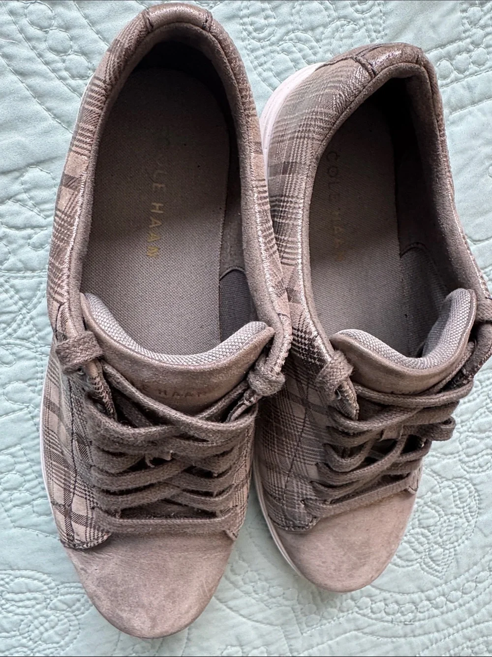Cole Haan Women’s Metallic Silver Plaid Sneakers - Grand Crosscourt